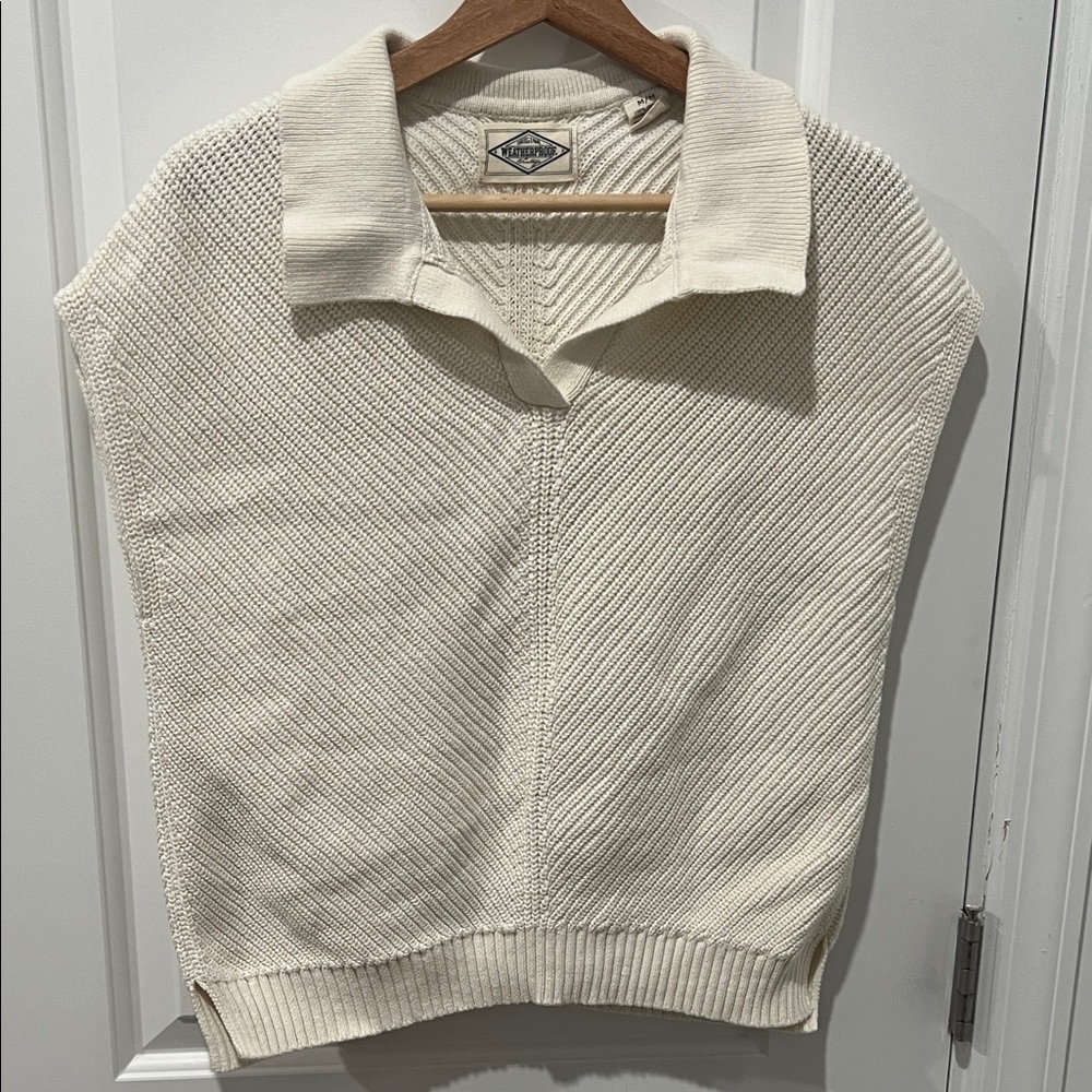 Weatherproof 100% Cotton Cream Knit Sweater Vest Size Medium
